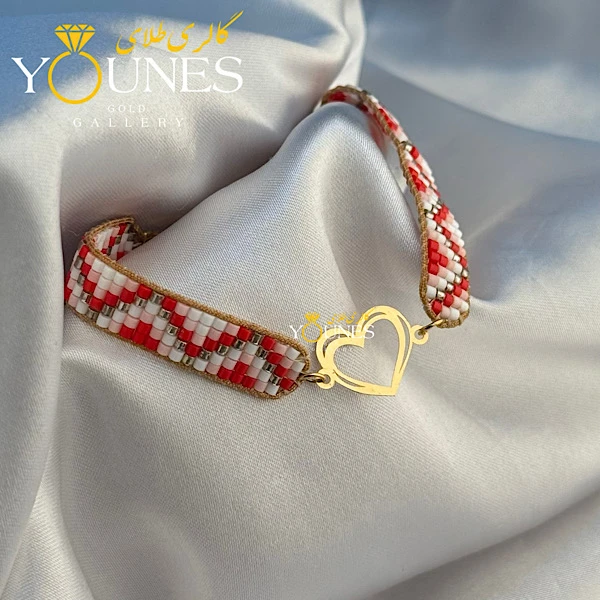 دستبند بند میوکی قلب دو لاین طلا